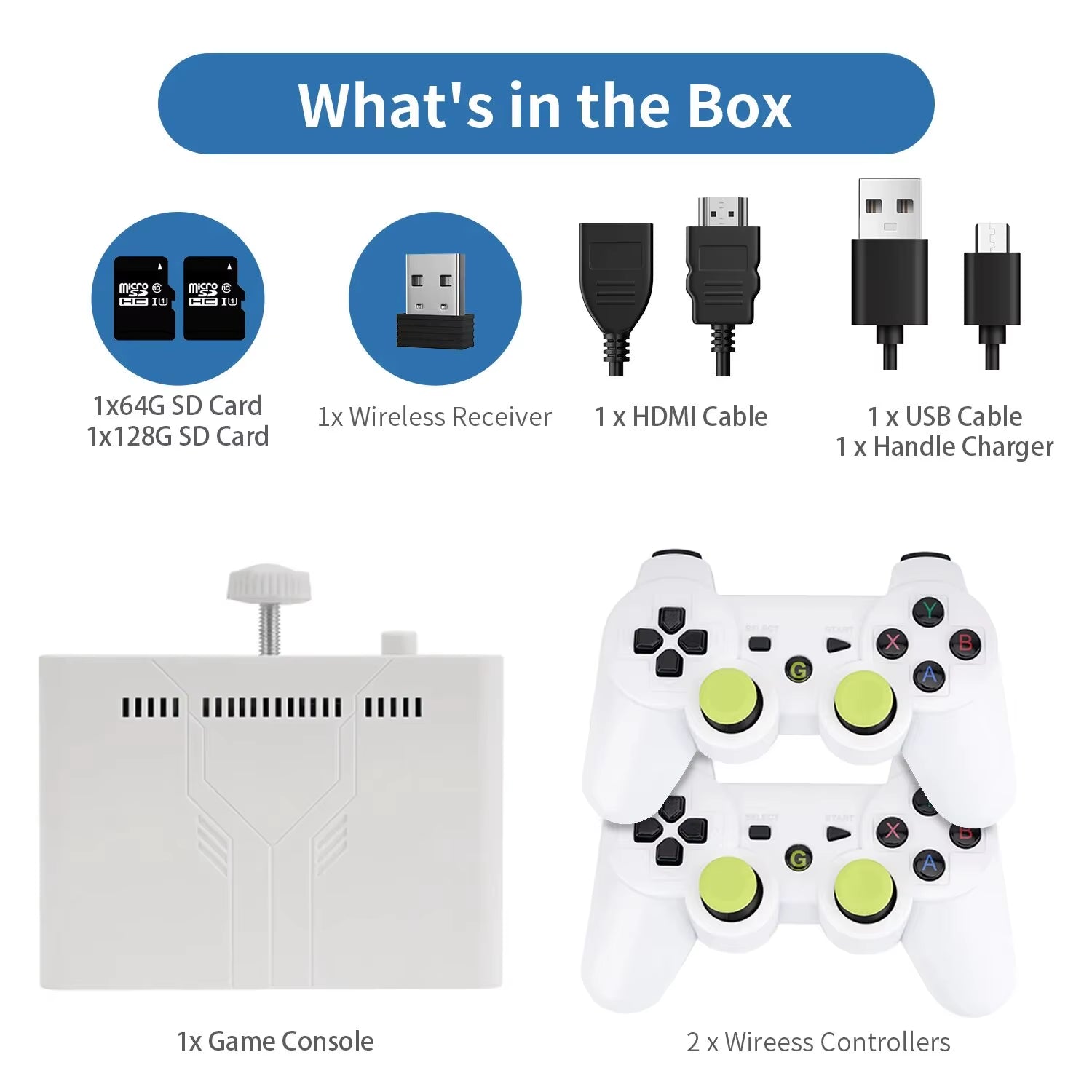 Y7 Video Game Console Linux System 256G Built 12000 Games Rechargeable Wireless Handle Low Latency Connection Player Gift